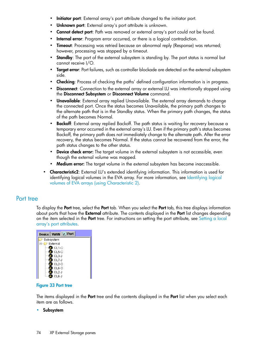 Port tree | HP StorageWorks XP Remote Web Console Software User Manual | Page 74 / 192