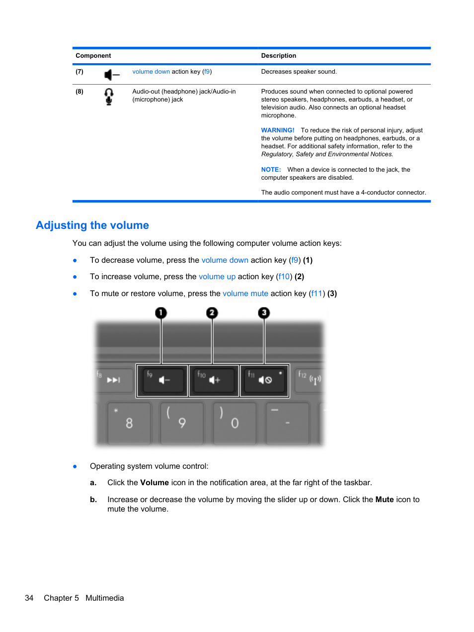 Adjusting the volume | HP Mini 2102 User Manual | Page 42 / 74