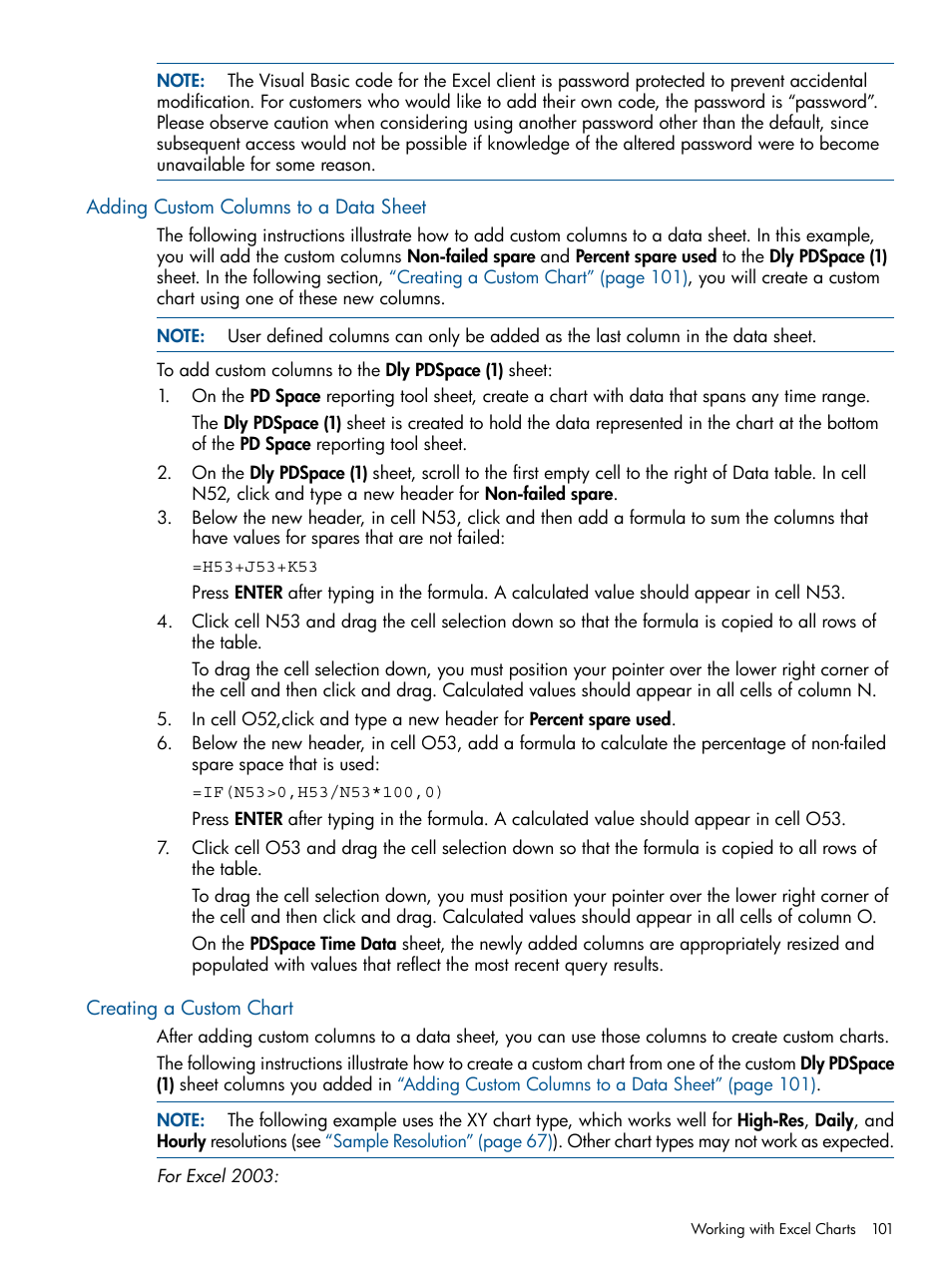 Adding custom columns to a data sheet, Creating a custom chart | HP 3PAR System Reporter Software User Manual | Page 101 / 224