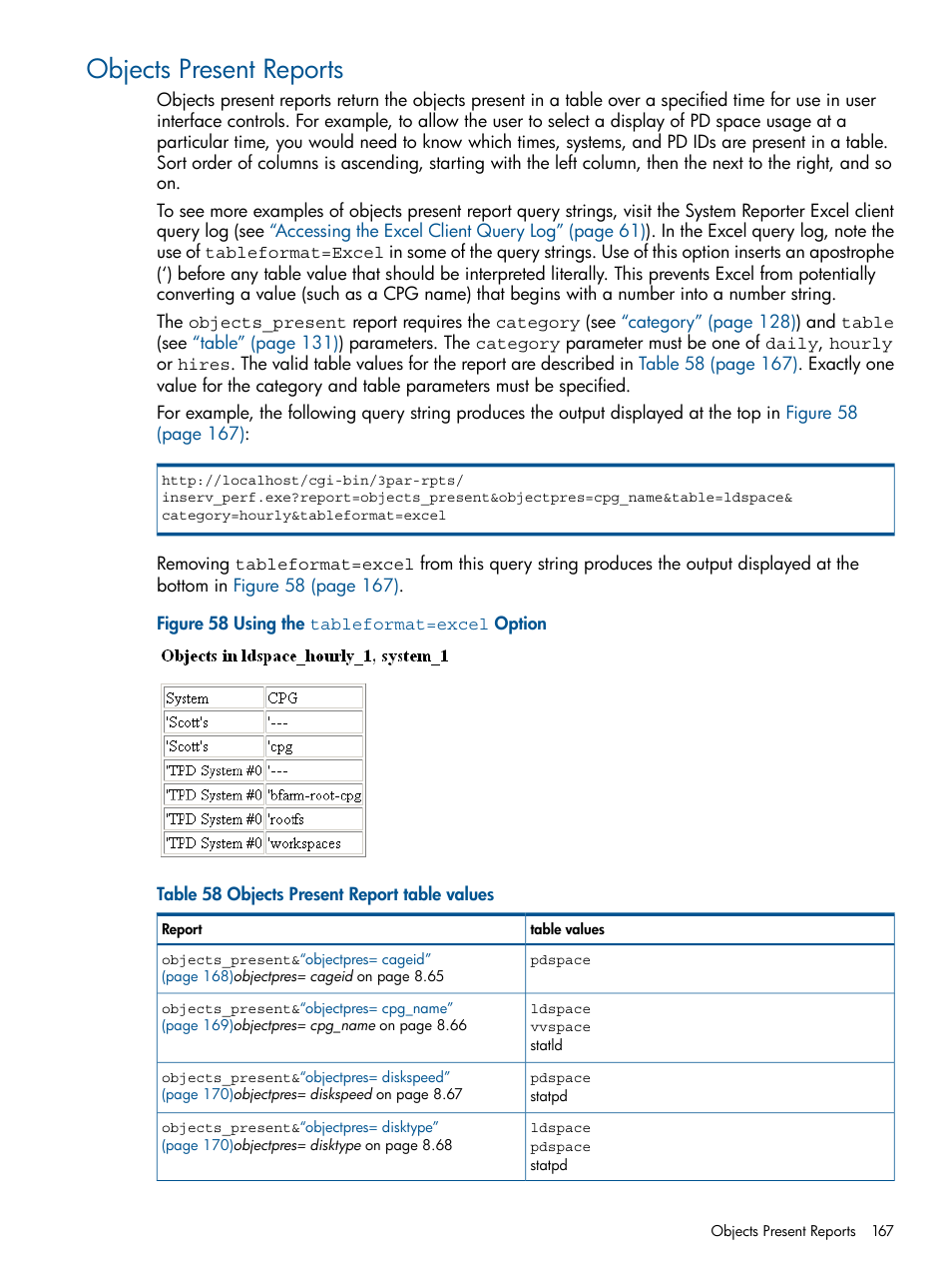 Objects present reports | HP 3PAR System Reporter Software User Manual | Page 167 / 224