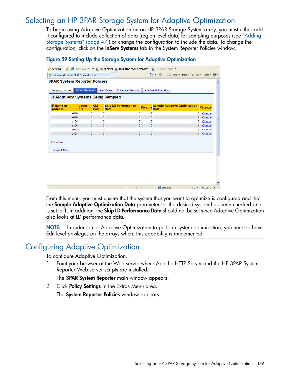 Configuring adaptive optimization | HP 3PAR System Reporter Software User Manual | Page 179 / 224