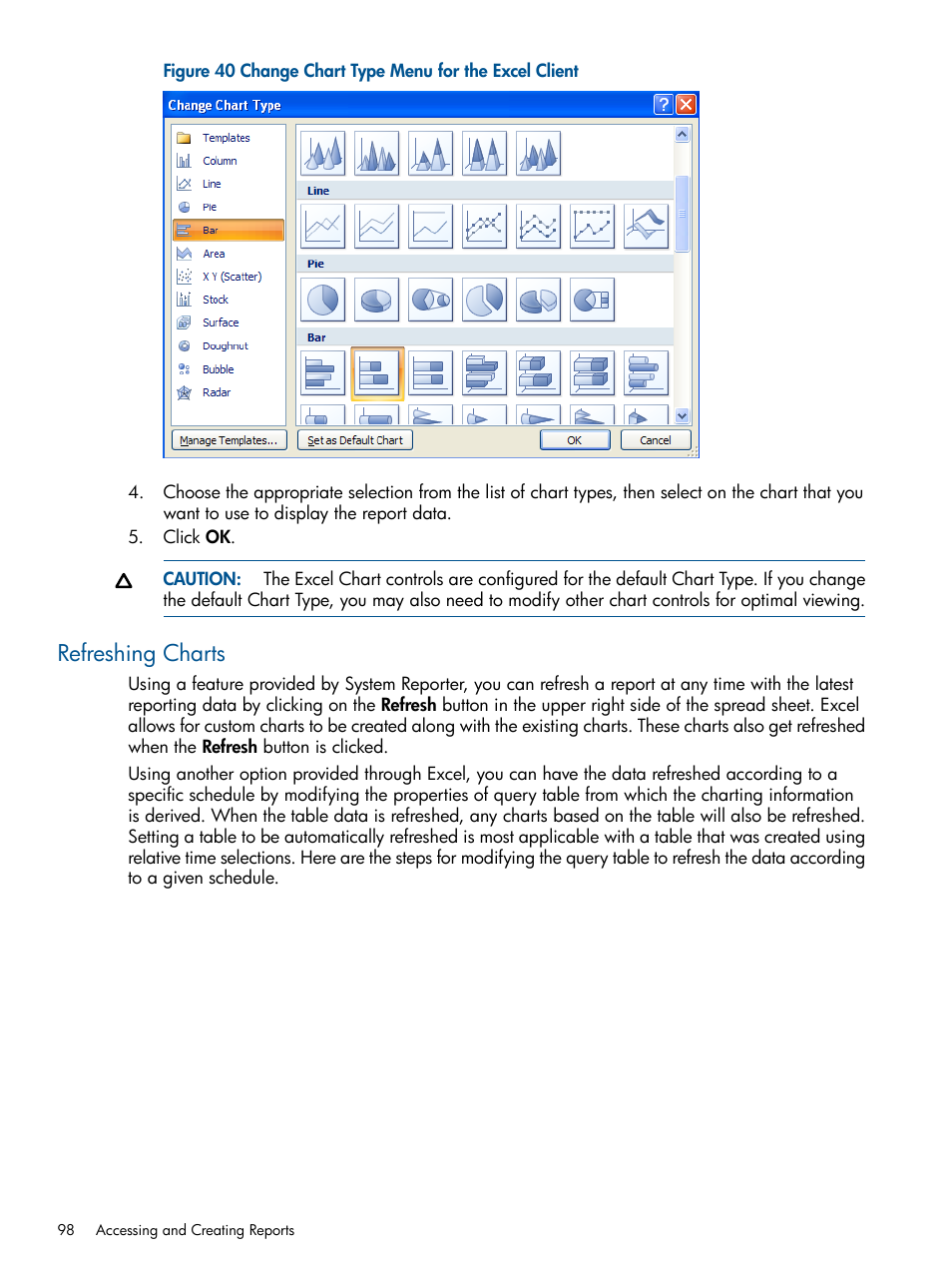 Refreshing charts | HP 3PAR System Reporter Software User Manual | Page 98 / 224