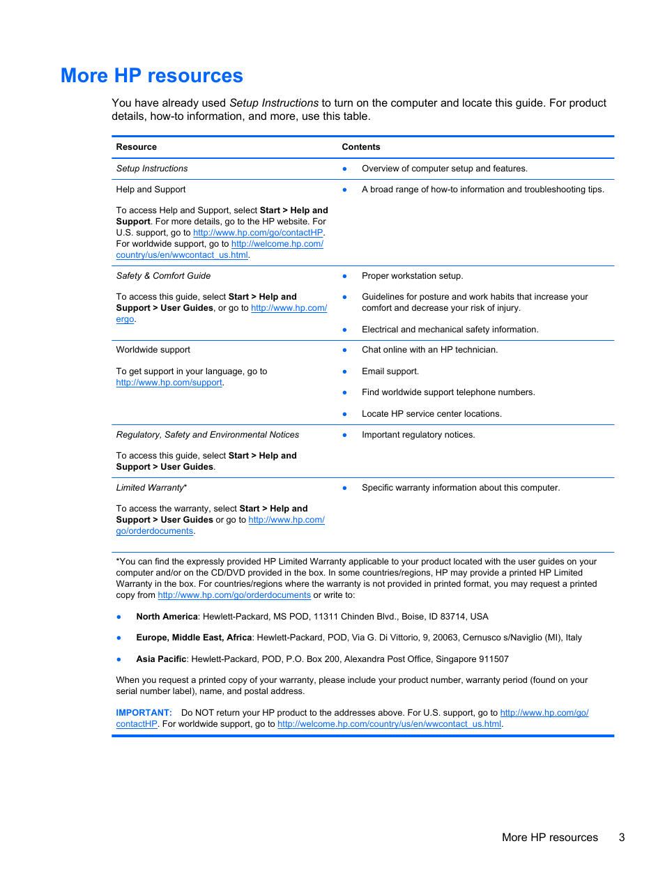 More hp resources, More hp resources 3 | HP ENVY Sleekbook 6-1040ca User Manual | Page 13 / 88