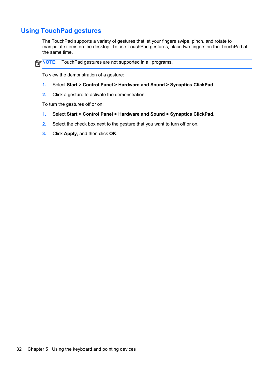 Using touchpad gestures | HP ENVY Sleekbook 6-1040ca User Manual | Page 42 / 88