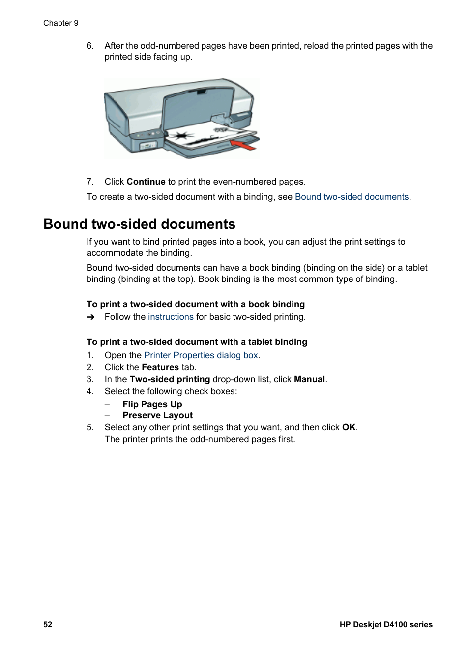 Bound two-sided documents | HP Deskjet D4160 Printer User Manual | Page 54 / 102