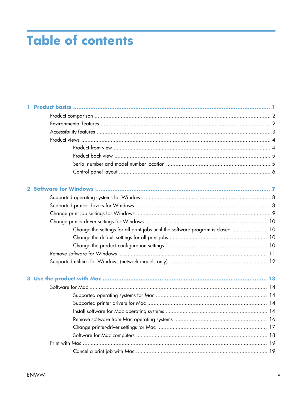 HP LaserJet Pro CP1025nw Color Printer User Manual | Page 7 / 186