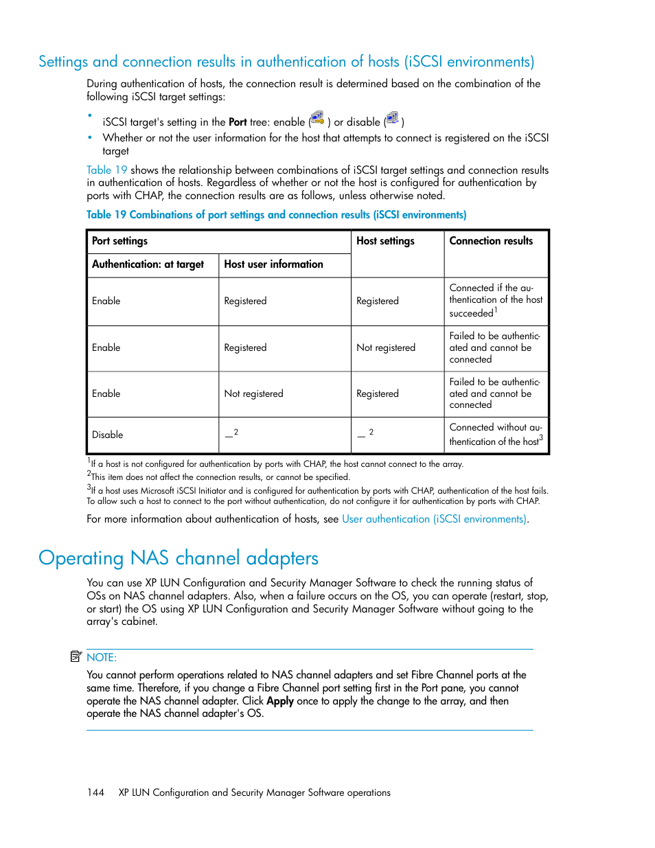Operating nas channel adapters | HP StorageWorks XP Remote Web Console Software User Manual | Page 144 / 250