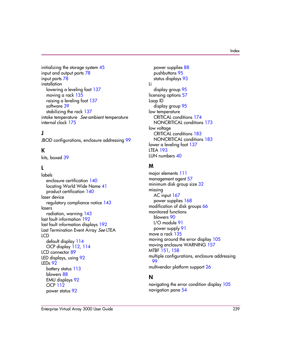 HP 3000 Enterprise Virtual Array User Manual | Page 239 / 244