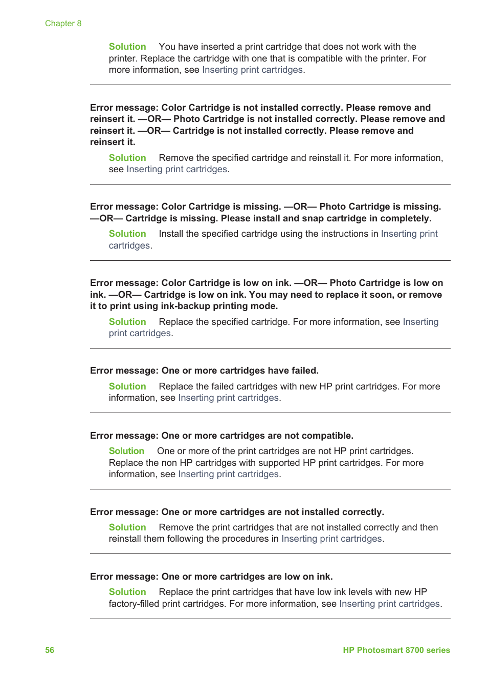 HP Photosmart 8750 Professional Photo Printer User Manual | Page 60 / 83