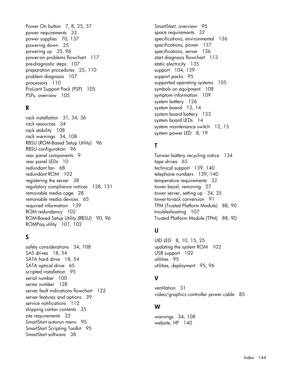 HP ProLiant ML350 G6 Server User Manual | Page 144 / 144