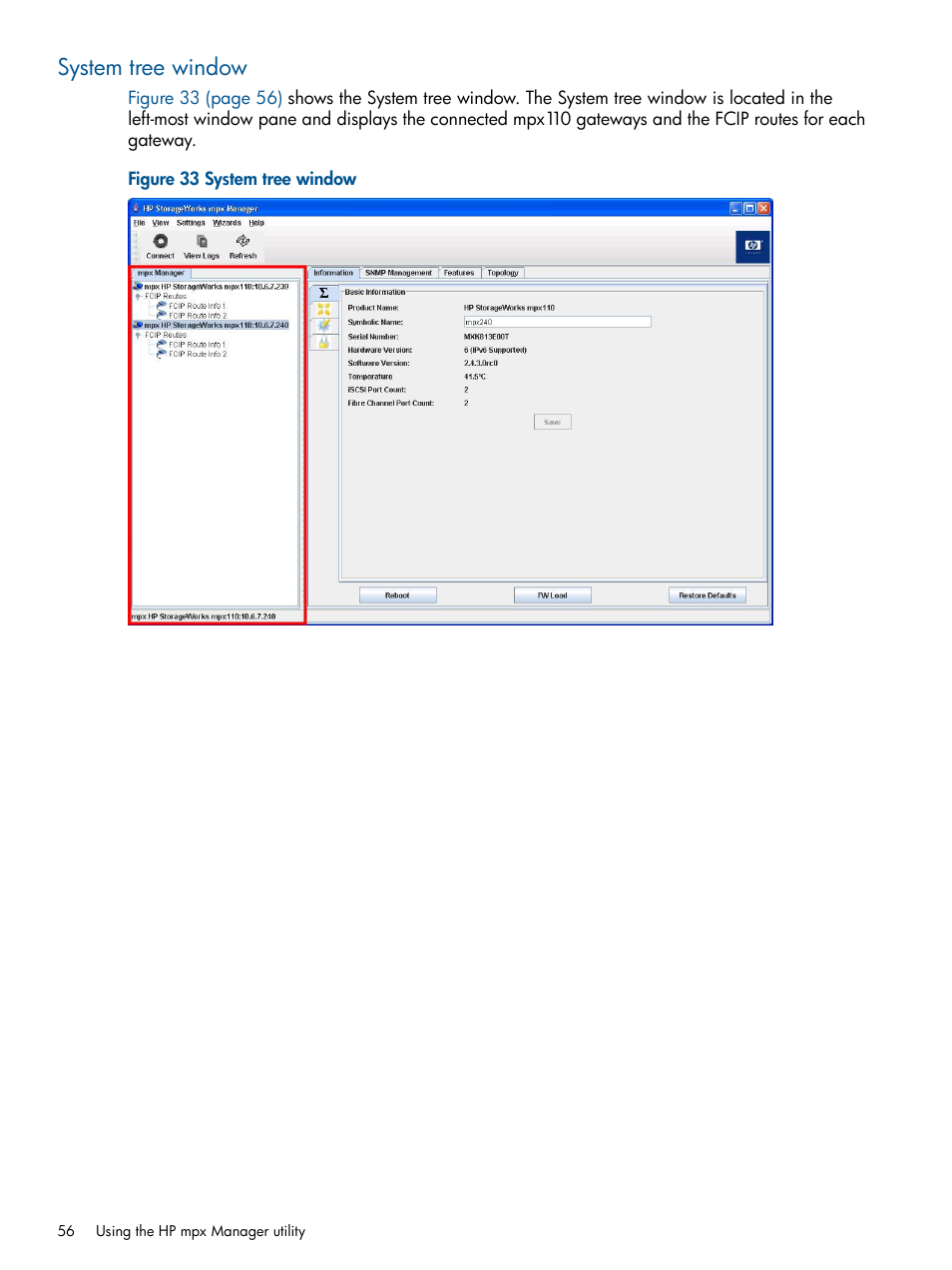 System tree window | HP IP Distance Gateway User Manual | Page 56 / 153