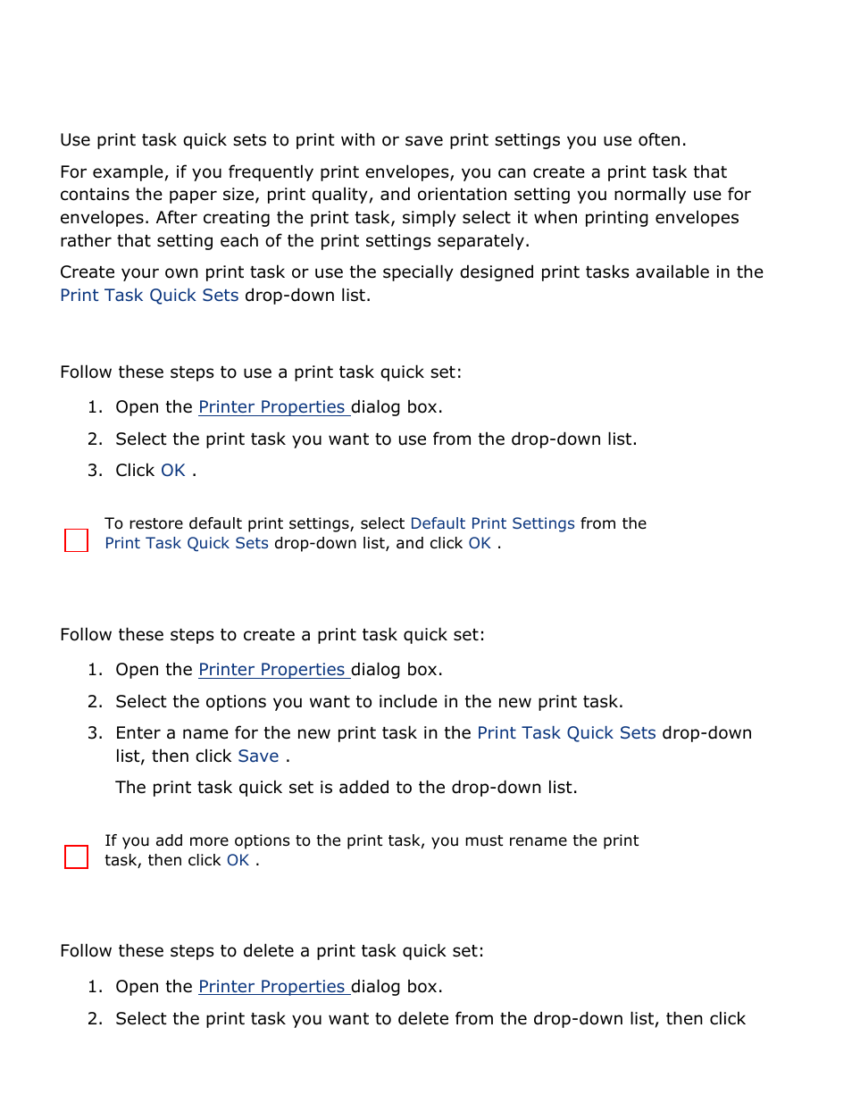 Print task quick sets | HP Deskjet 3520 Inkjet Printer User Manual | Page 24 / 65