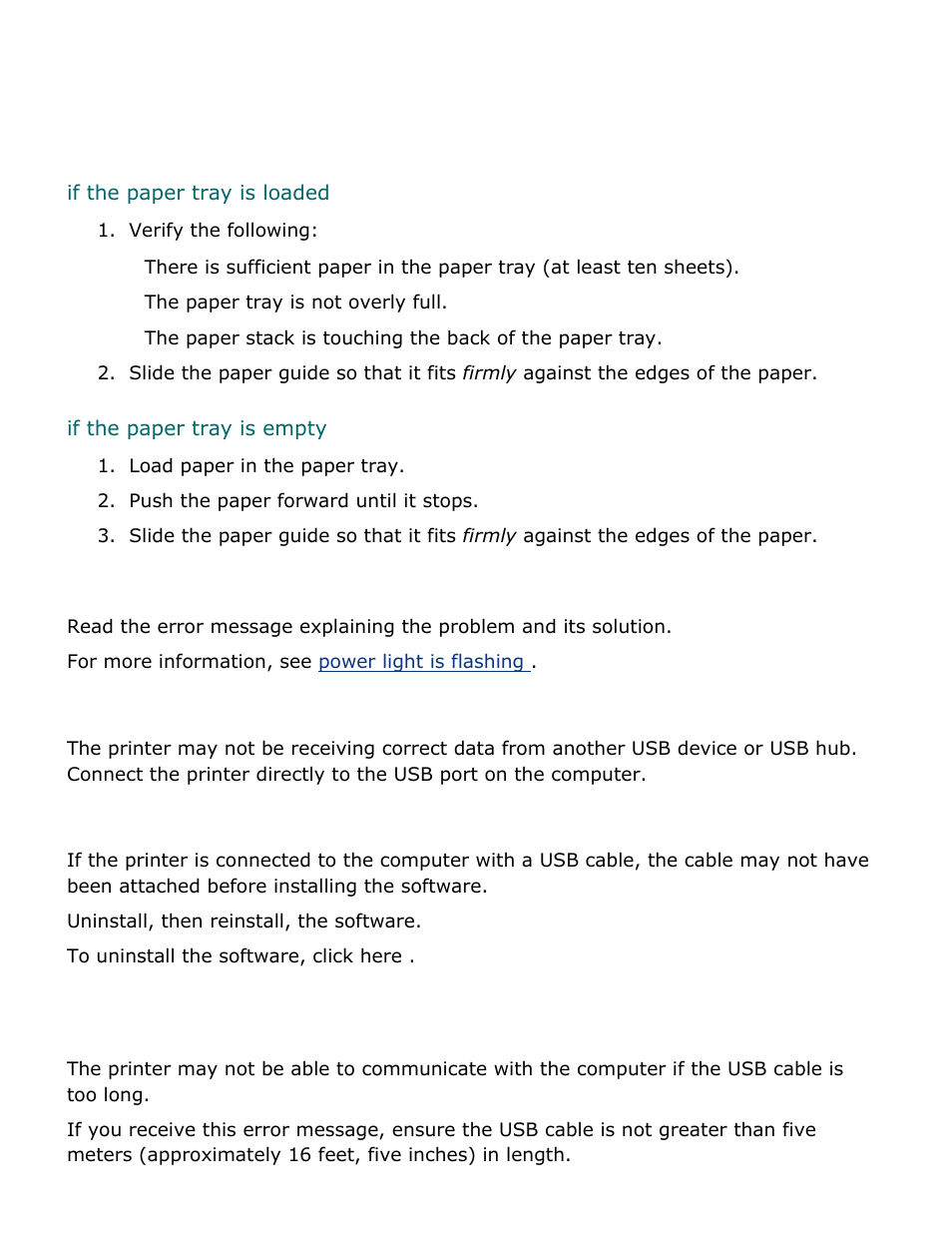 Error messages, Here, Out of paper message | HP Deskjet 3520 Inkjet Printer User Manual | Page 37 / 65