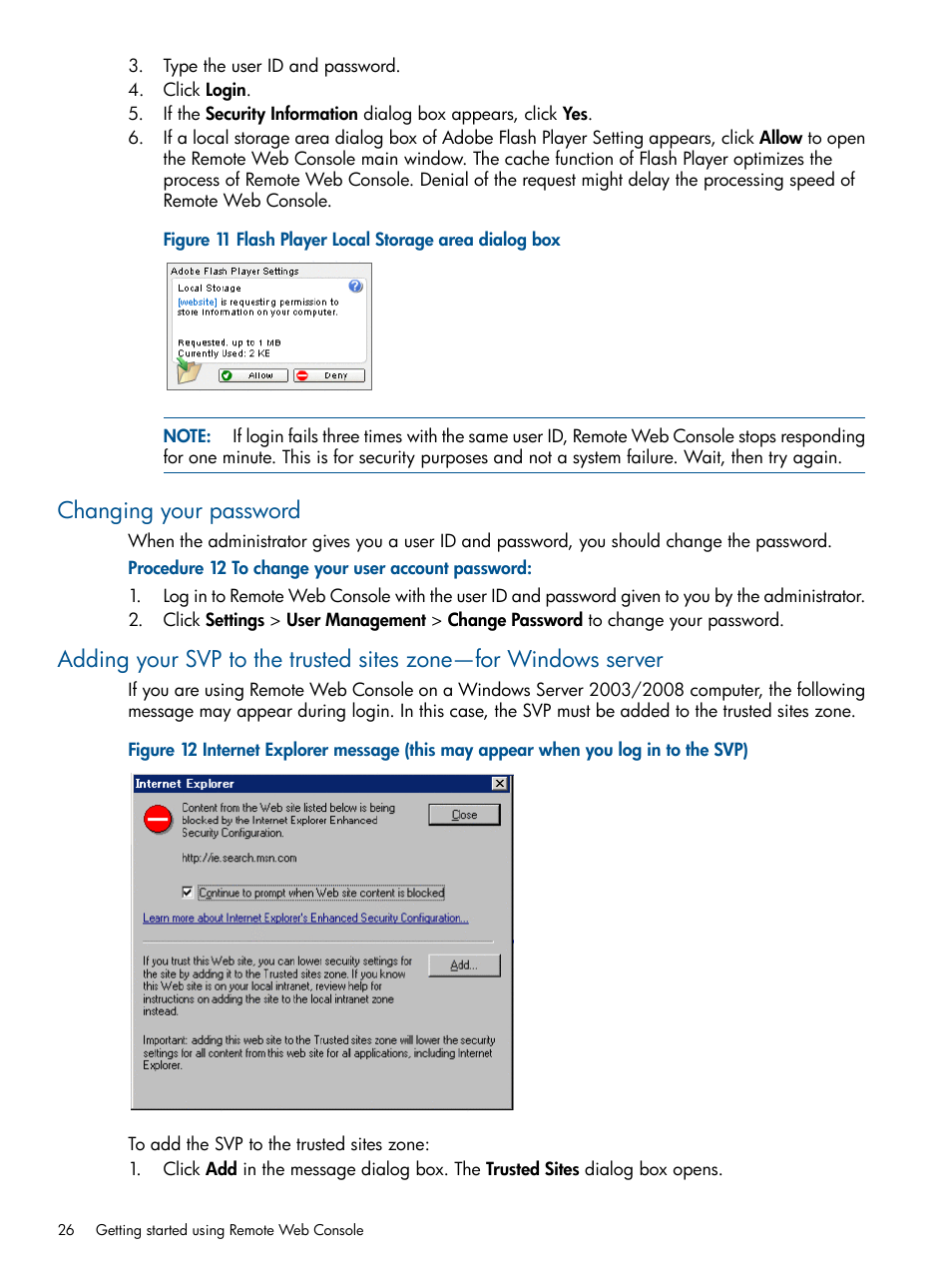 Changing your password | HP XP RAID Manager Software User Manual | Page 26 / 182