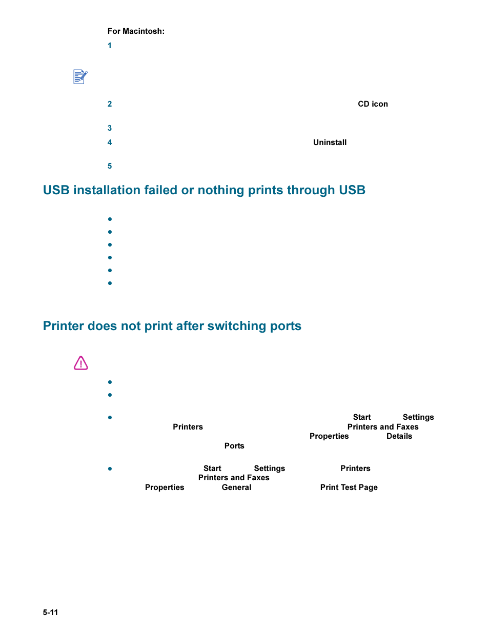 Printer does not print after switching ports | HP Deskjet 9300 Printer series User Manual | Page 38 / 50