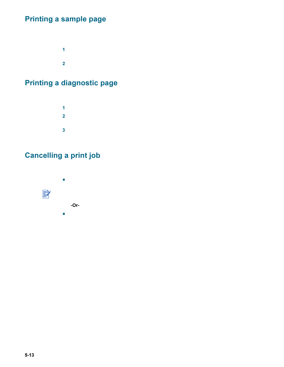 Cancelling a print job, Printing a, Printing a sample page | Printing a diagnostic page | HP Deskjet 9300 Printer series User Manual | Page 40 / 50