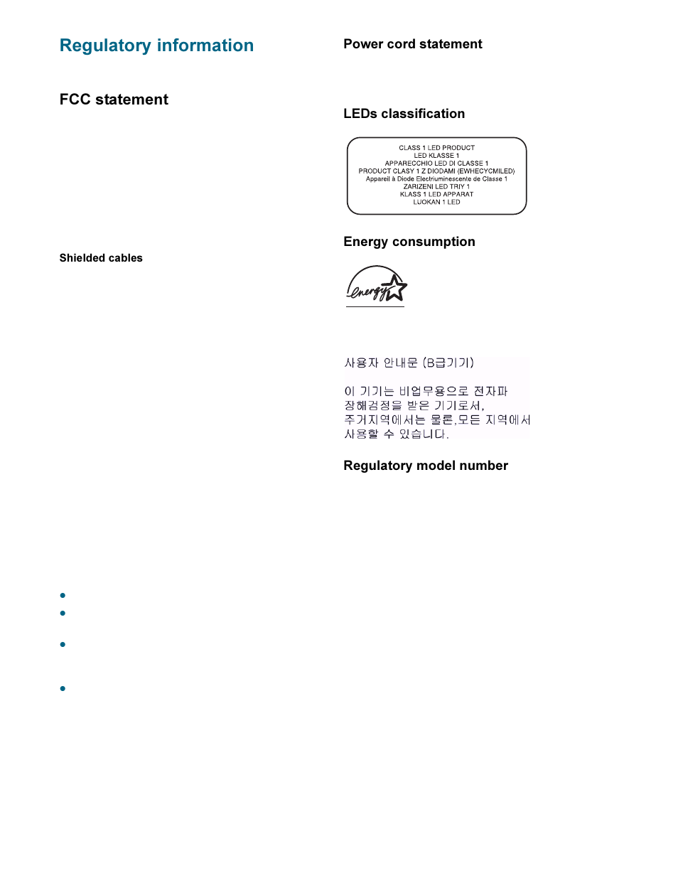 Regulatory information, Fcc statement | HP Deskjet 9300 Printer series User Manual | Page 46 / 50