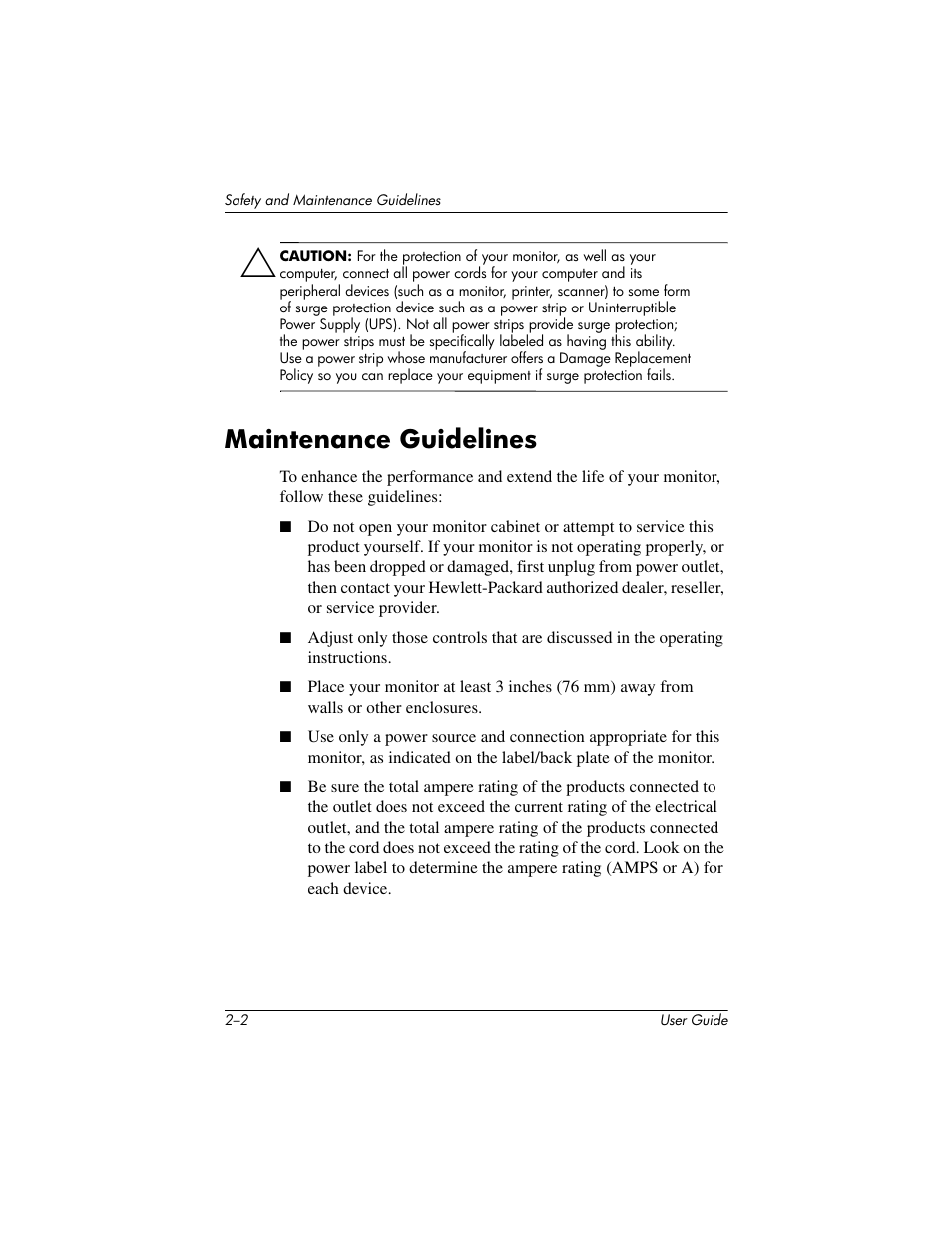 Maintenance guidelines | HP mx705 17 inch CRT Monitor User Manual | Page 8 / 44