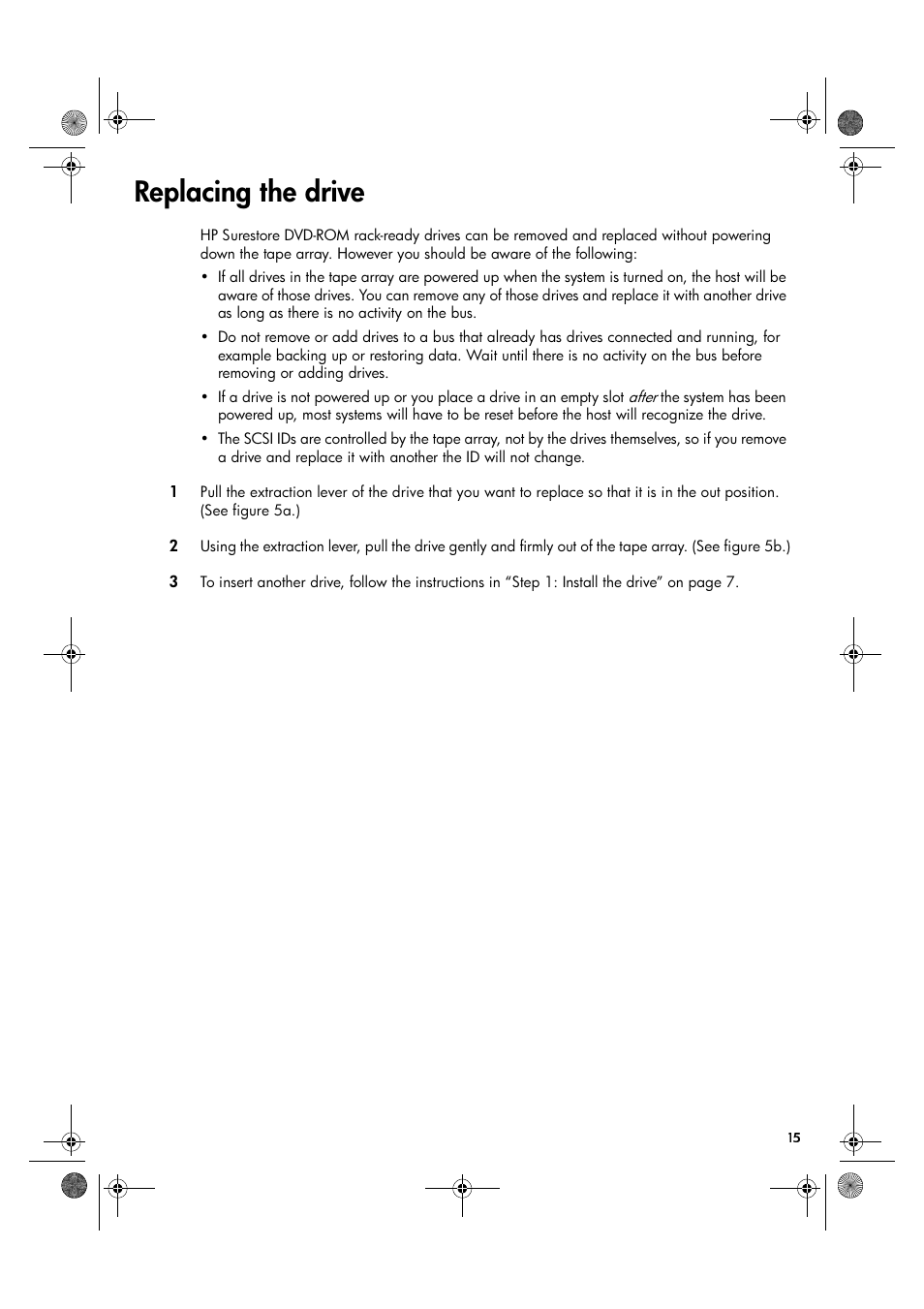 Replacing the drive | HP Surestore DVD-ROM Tape Array Module User Manual | Page 17 / 24