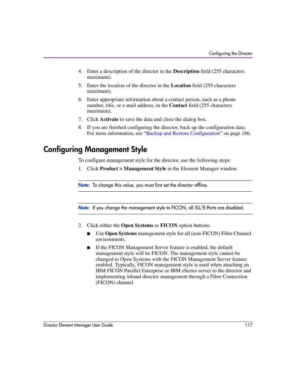 Configuring management style | HP StorageWorks 2.140 Director Switch User Manual | Page 119 / 278