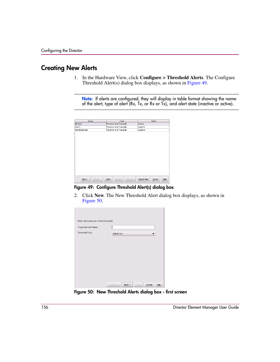 Creating new alerts, Figure 49: configure threshold alert(s) dialog box | HP StorageWorks 2.140 Director Switch User Manual | Page 158 / 278