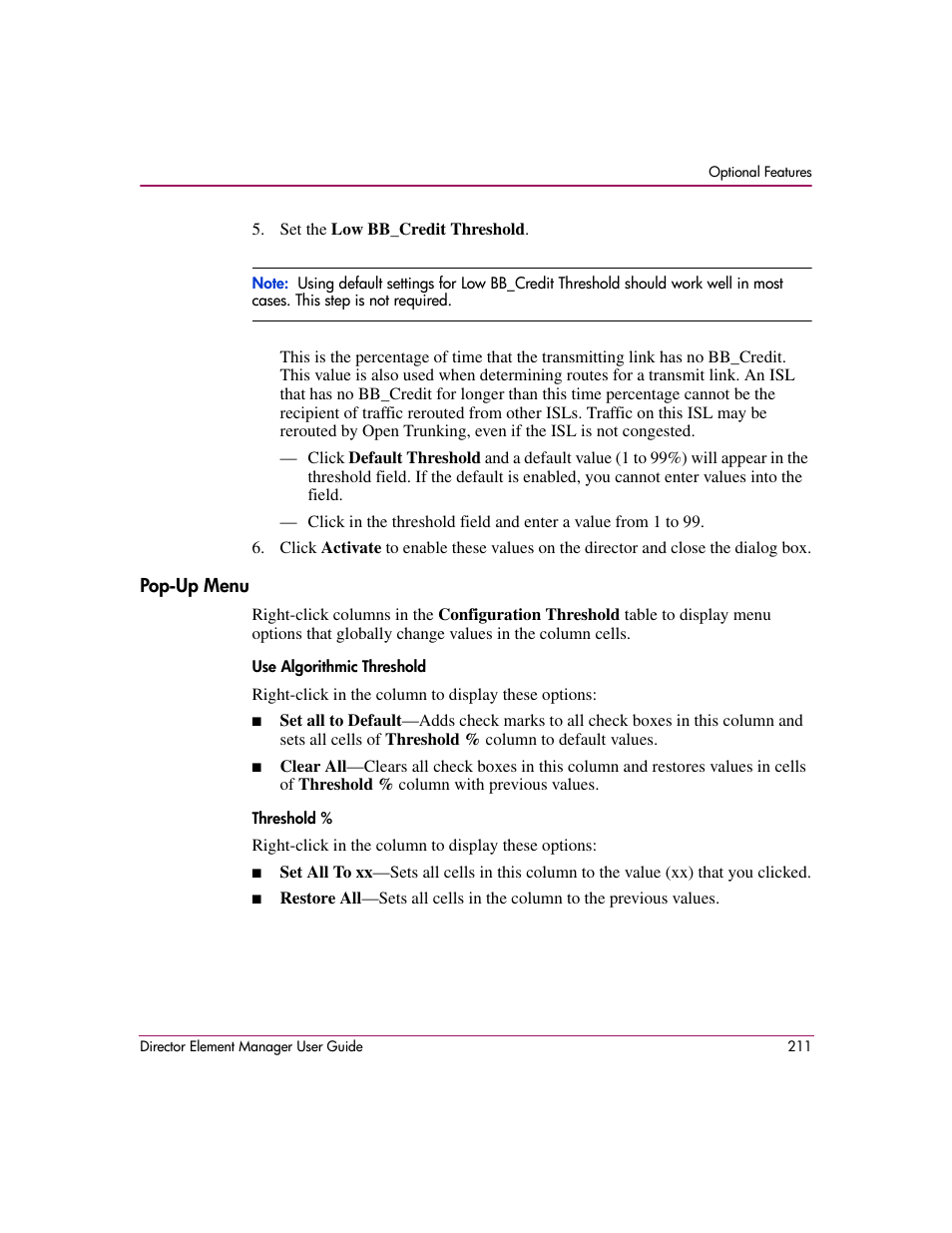 Pop-up menu | HP StorageWorks 2.140 Director Switch User Manual | Page 213 / 278