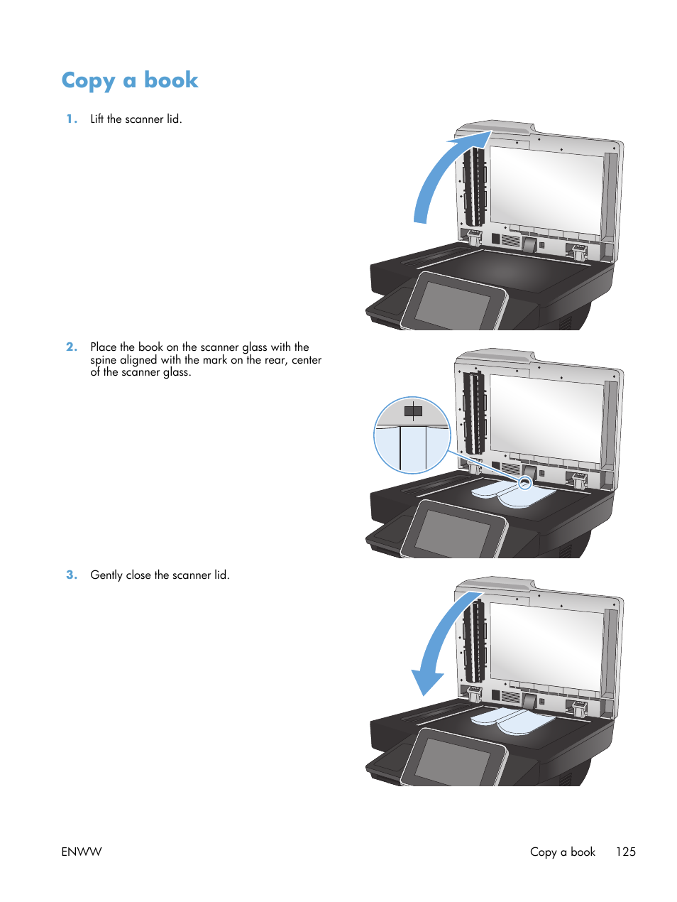 Copy a book | HP LaserJet Enterprise 500 MFP M525 User Manual | Page 139 / 332