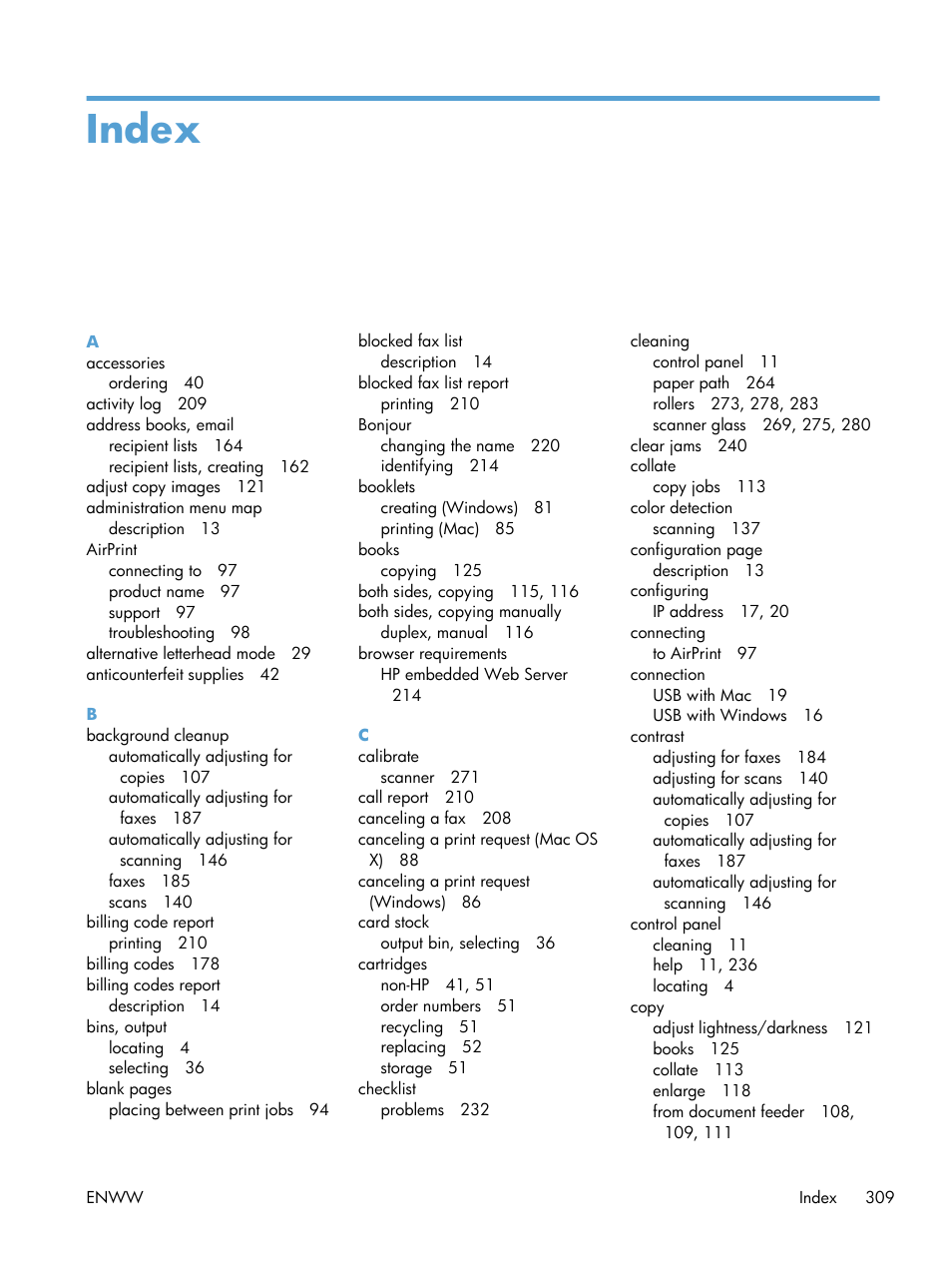 Index | HP LaserJet Enterprise 500 MFP M525 User Manual | Page 323 / 332