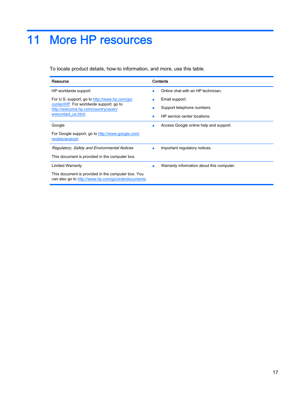 More hp resources, 11 more hp resources | HP SlateBook 14-p010nr PC User Manual | Page 21 / 22