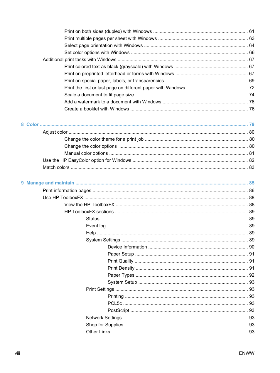 HP LaserJet Pro CP1525nw Color Printer User Manual | Page 10 / 202