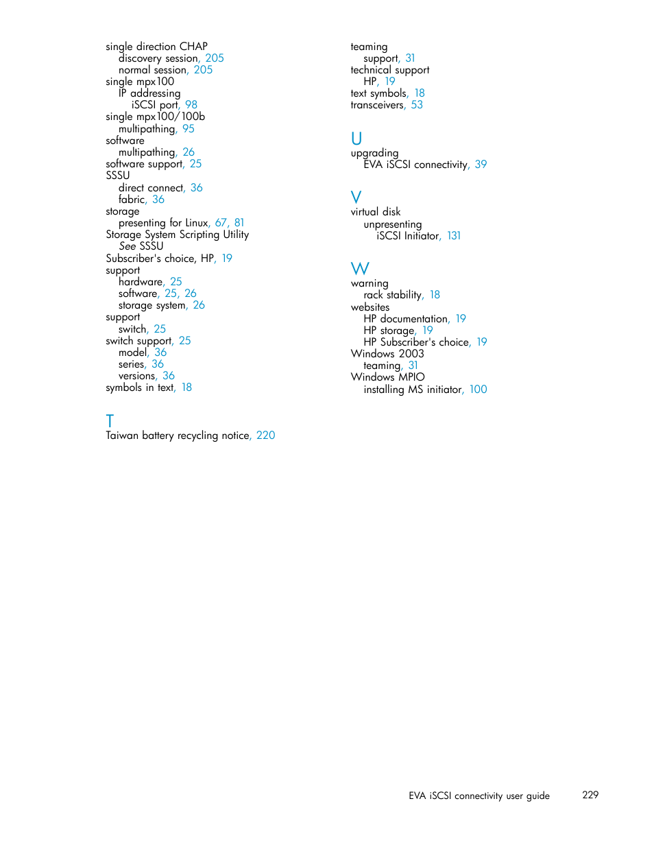 HP EVA Array iSCSI Connectivity Option User Manual | Page 229 / 229