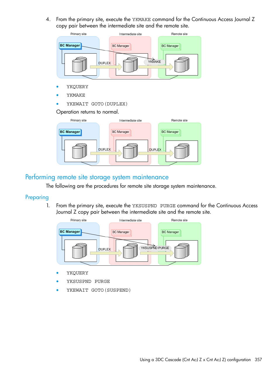 Performing remote site storage system maintenance, Preparing | HP XP Racks User Manual | Page 357 / 764