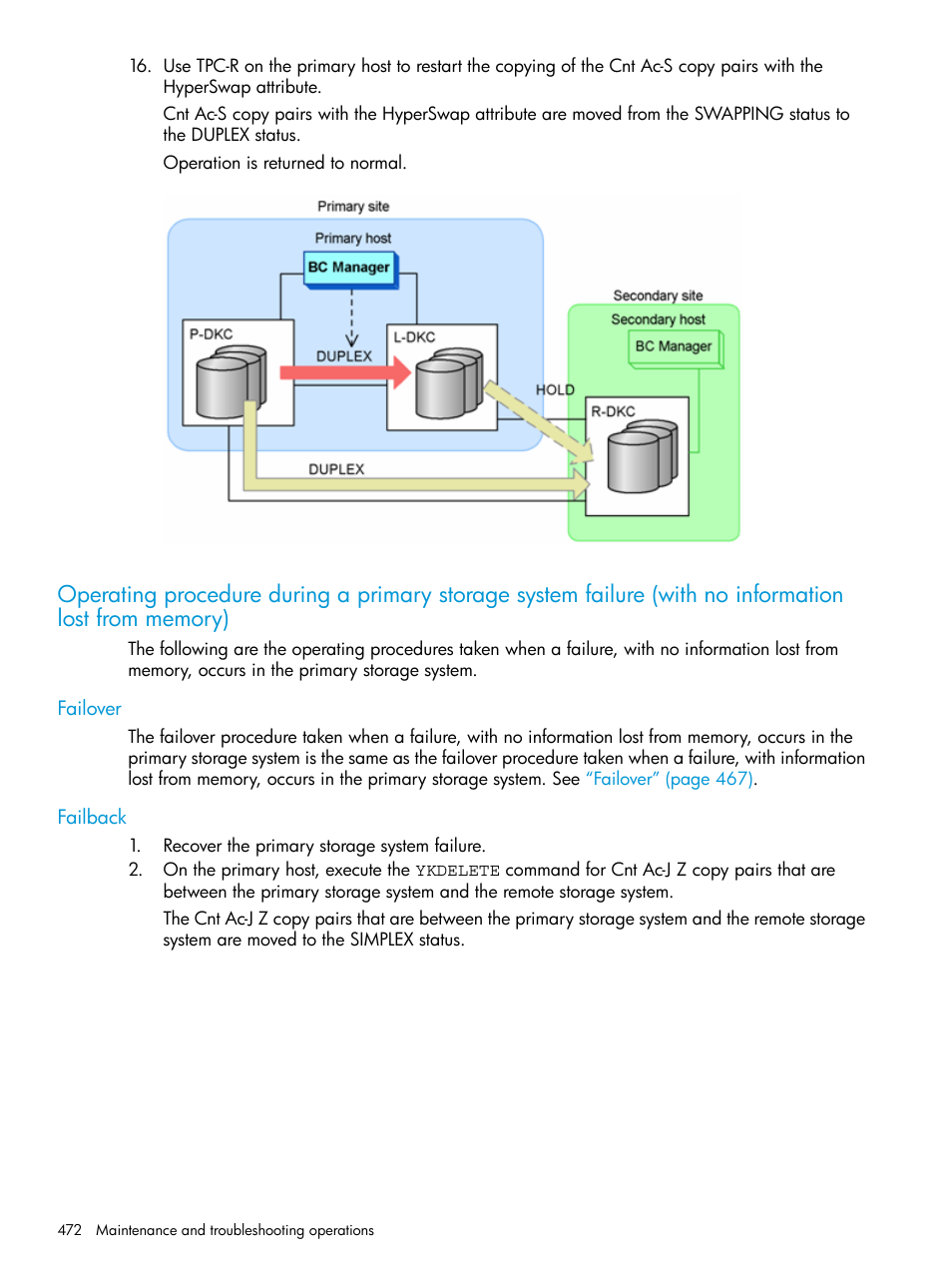 Failover, Failback, Failover failback | HP XP Racks User Manual | Page 472 / 764
