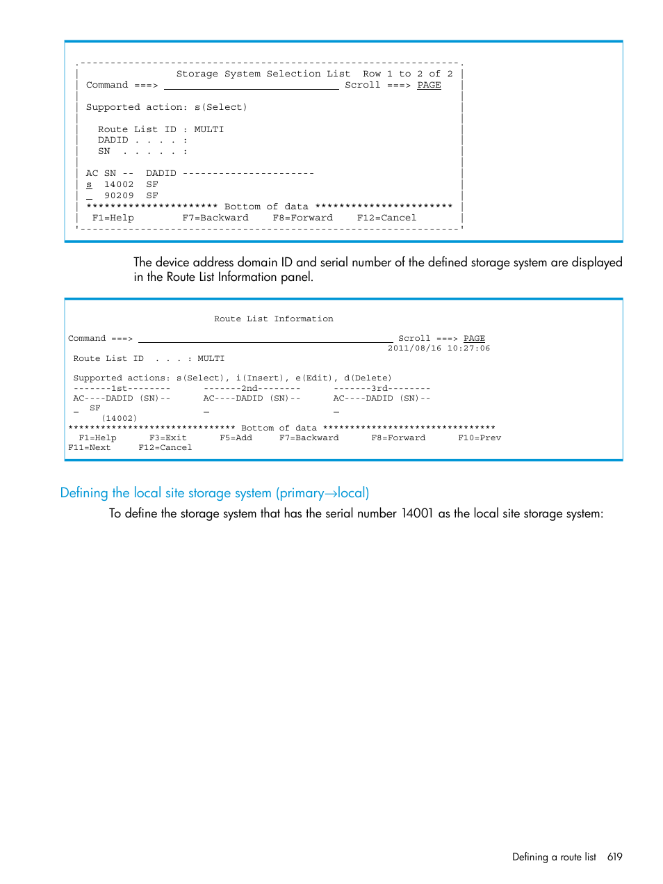 Defining the local site storage system (primary, Local) | HP XP Racks User Manual | Page 619 / 764
