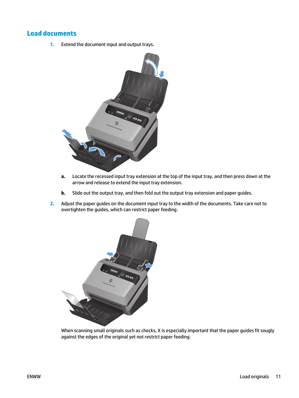 Load documents | HP Scanjet Enterprise Flow 5000 s2 Sheet-feed Scanner User Manual | Page 17 / 70