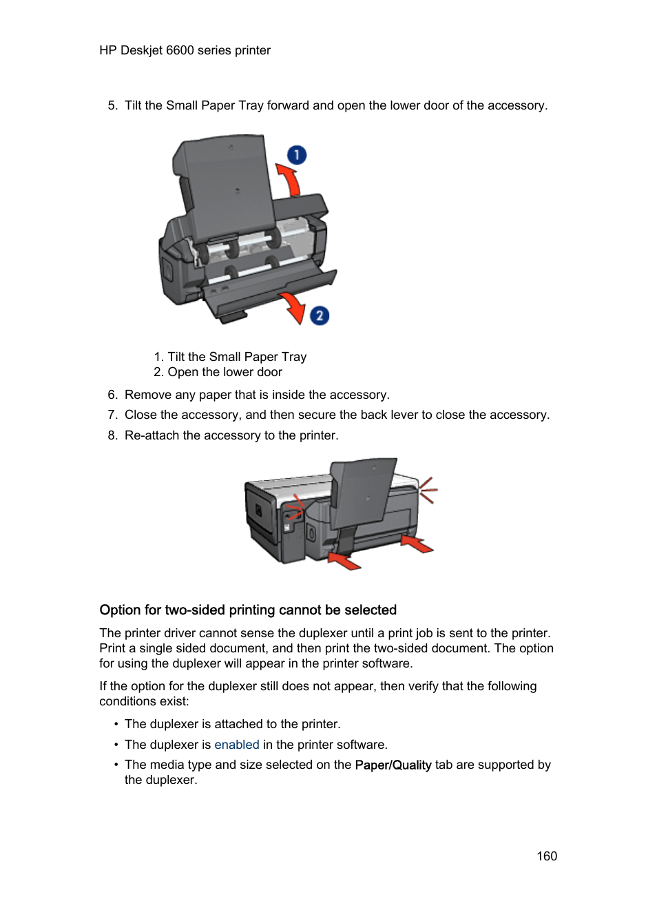 Option for two-sided printing cannot be selected | HP Deskjet 6620 Color Inkjet Printer User Manual | Page 160 / 169