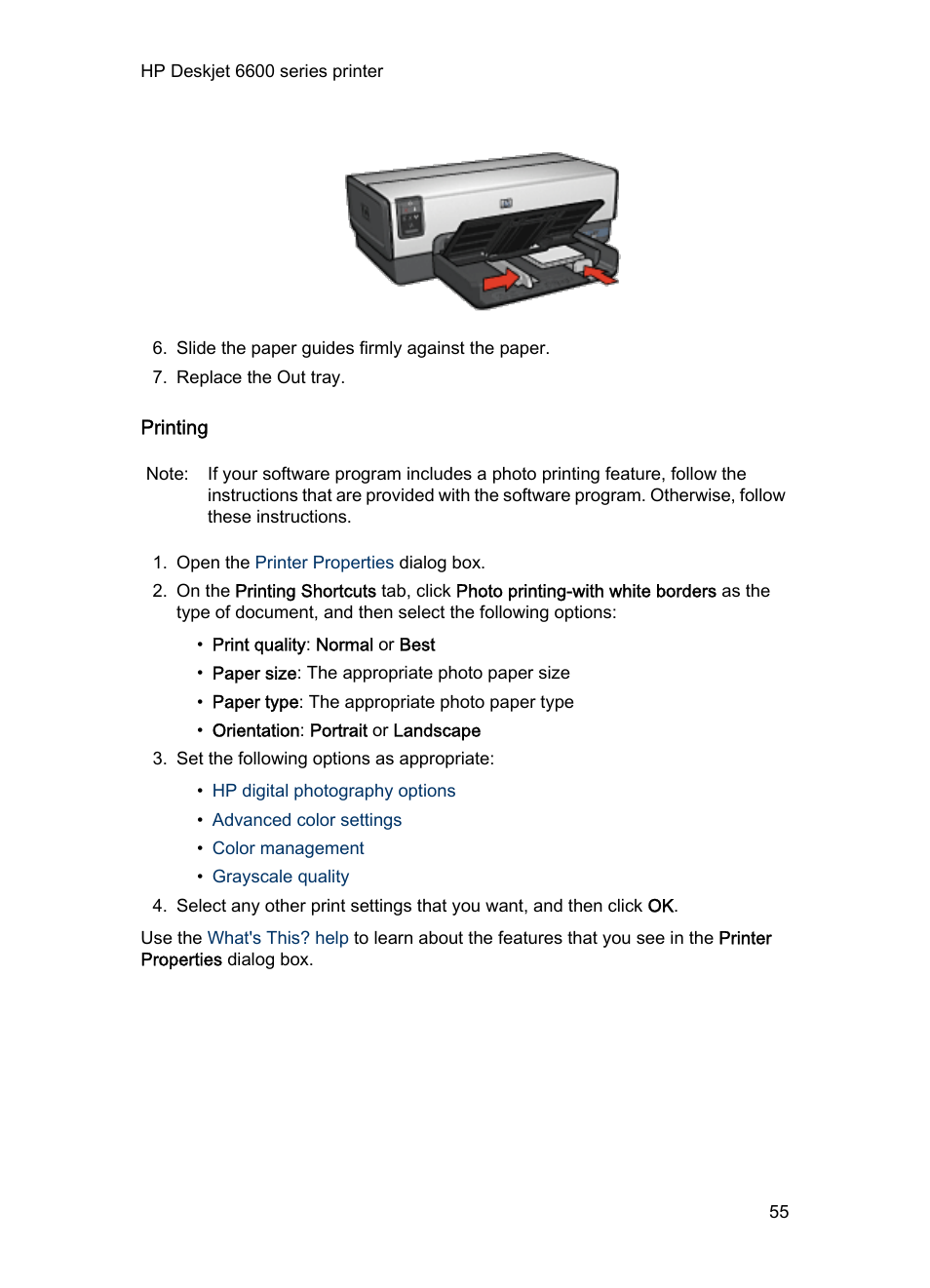 Printing | HP Deskjet 6620 Color Inkjet Printer User Manual | Page 55 / 169