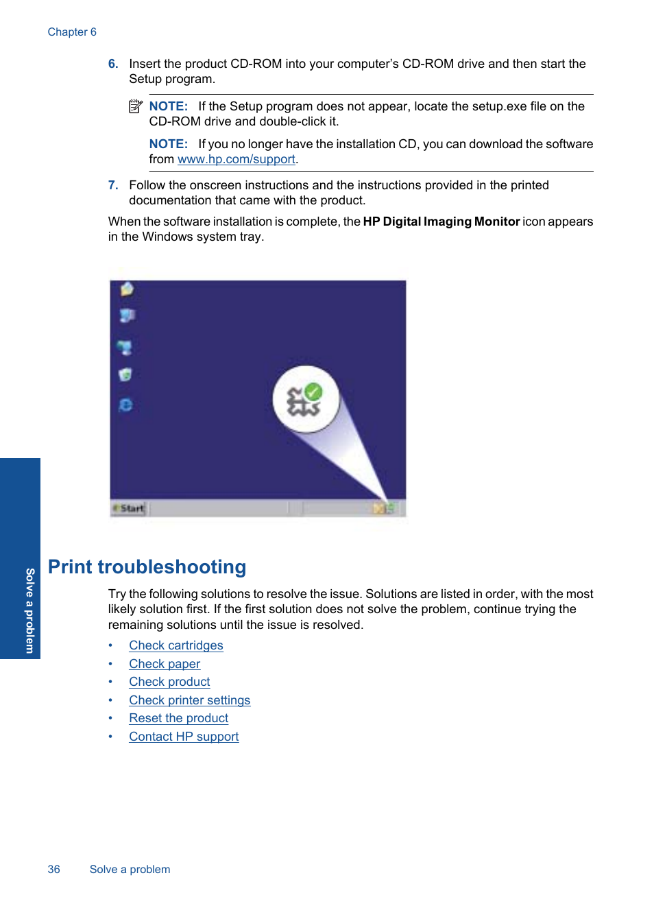 Print troubleshooting | HP Deskjet Ink Advantage Printer - K109a User Manual | Page 38 / 58