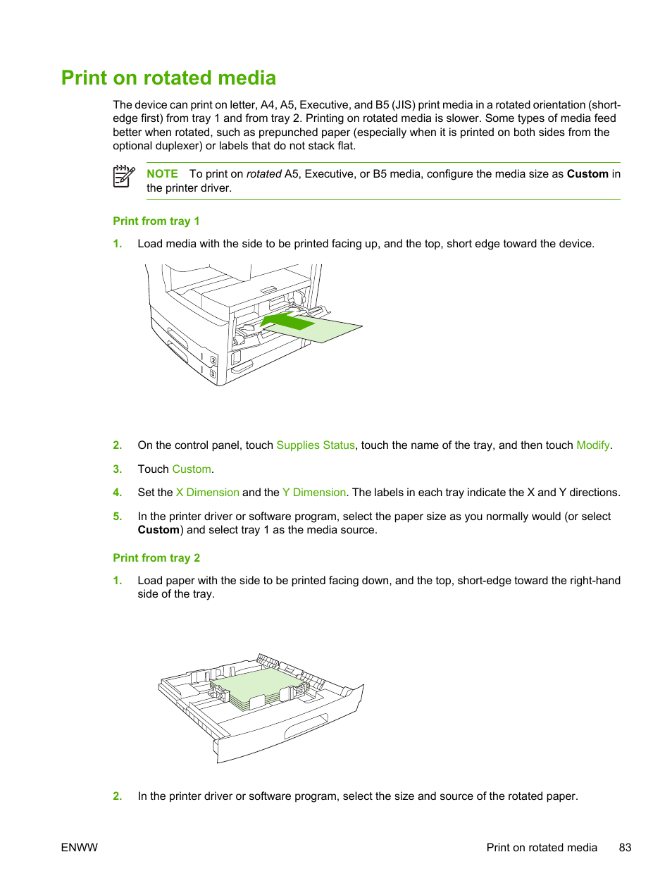 Print on rotated media | HP LaserJet M5025 Multifunction Printer series User Manual | Page 95 / 300