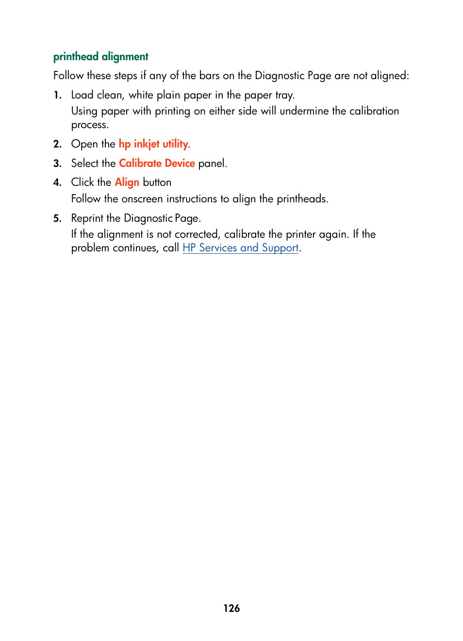 Printhead alignment | HP Color Inkjet cp1160 Printer series User Manual | Page 134 / 216
