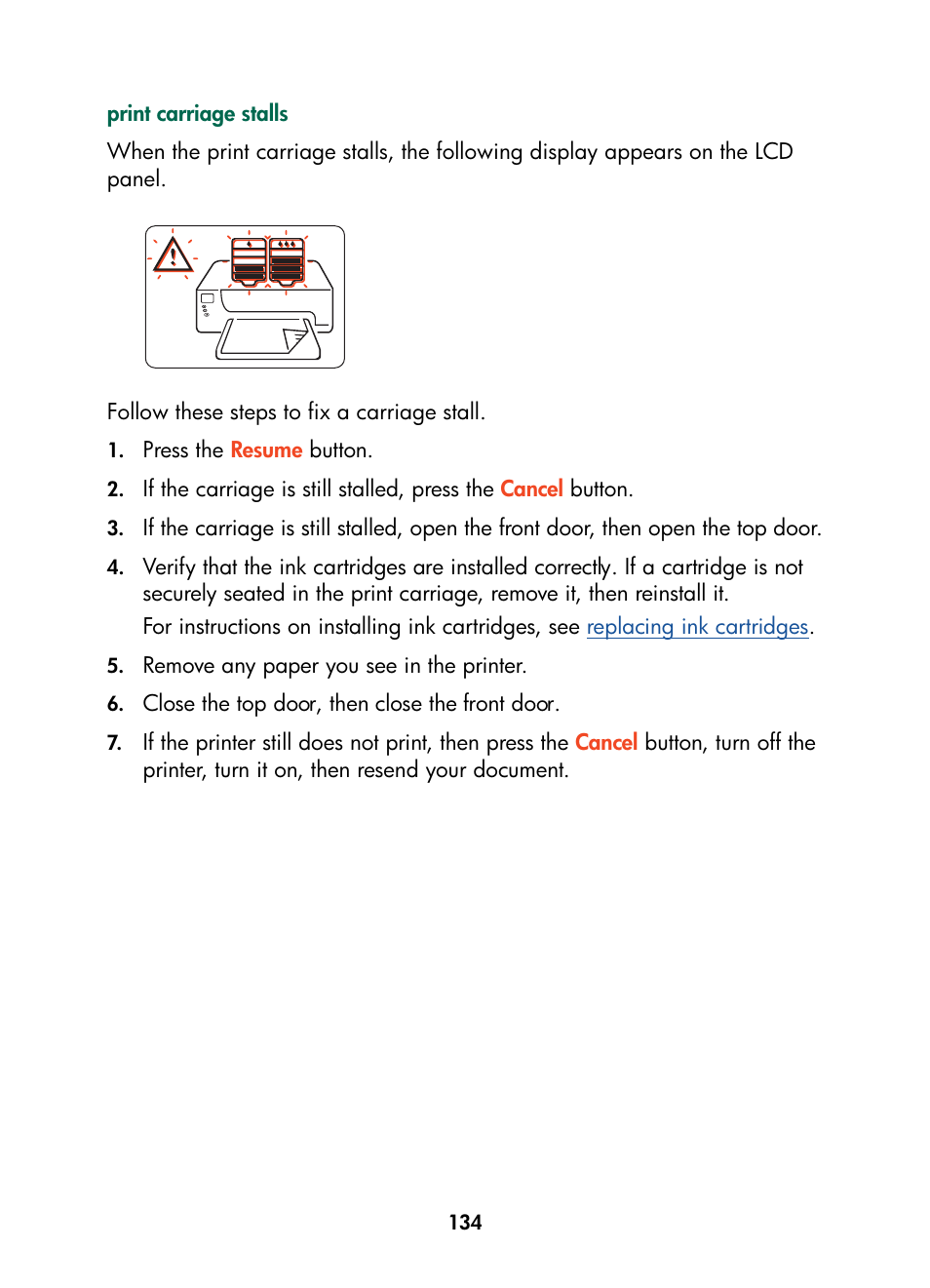 Print carriage stall | HP Color Inkjet cp1160 Printer series User Manual | Page 142 / 216