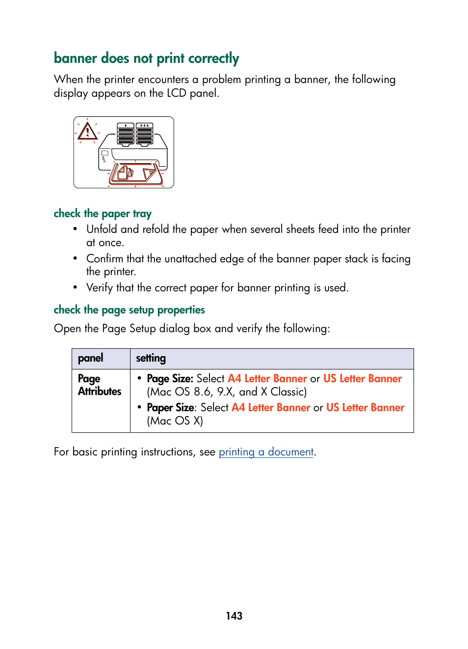Banner does not print correctly, Banner | HP Color Inkjet cp1160 Printer series User Manual | Page 151 / 216