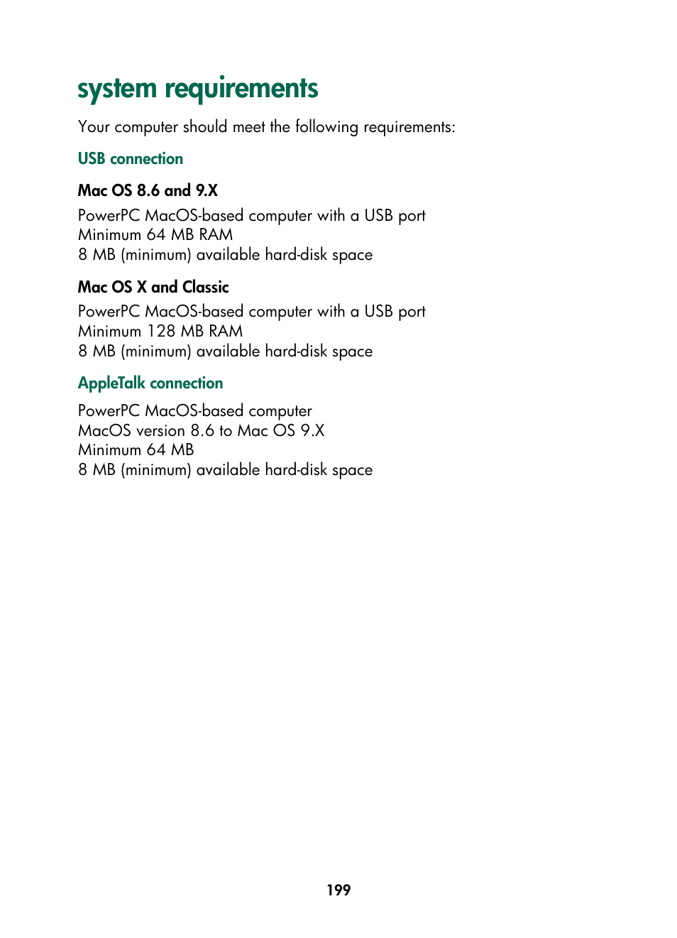 System requirements | HP Color Inkjet cp1160 Printer series User Manual | Page 207 / 216