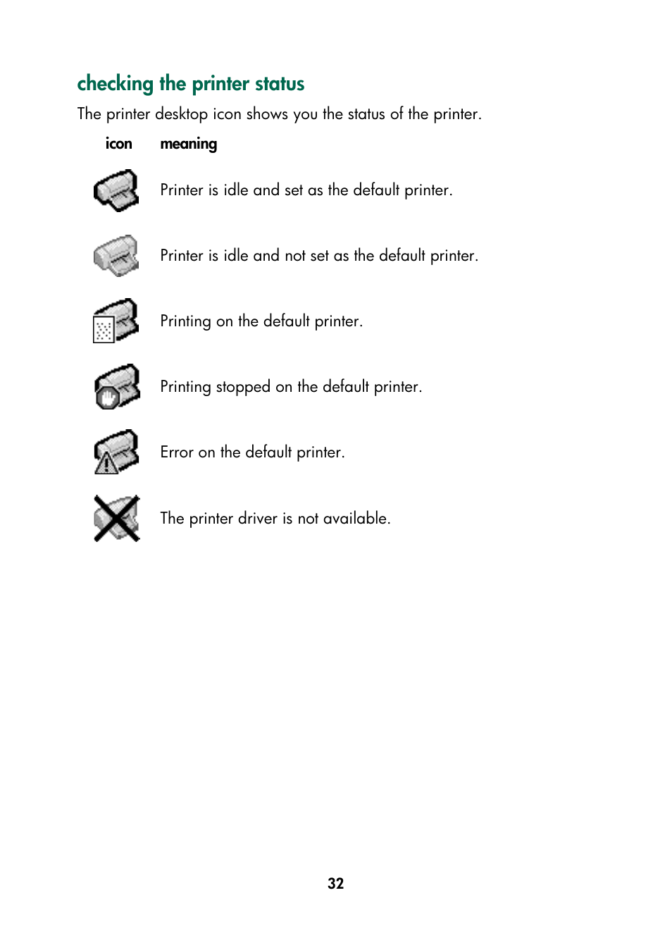 Checking the printer status | HP Color Inkjet cp1160 Printer series User Manual | Page 40 / 216