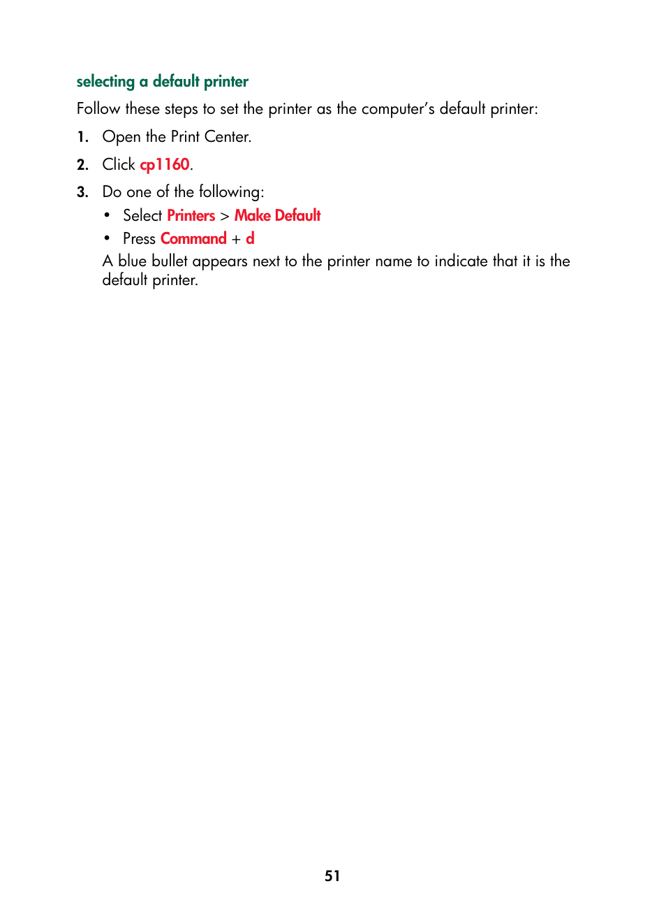 Select a default printer | HP Color Inkjet cp1160 Printer series User Manual | Page 59 / 216