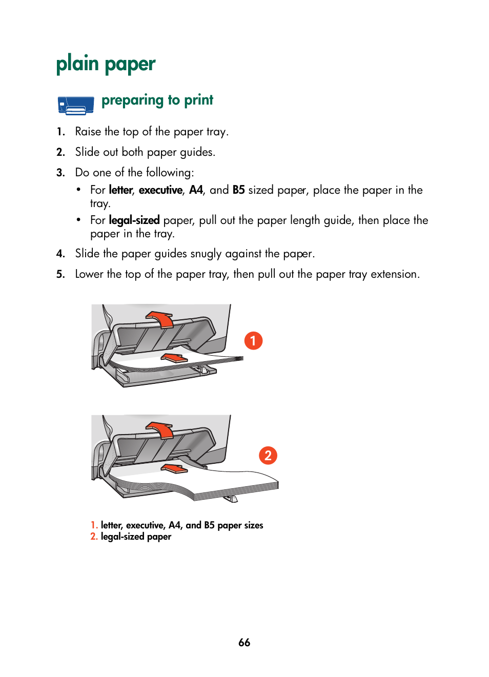 Plain paper, Preparing to print | HP Color Inkjet cp1160 Printer series User Manual | Page 74 / 216