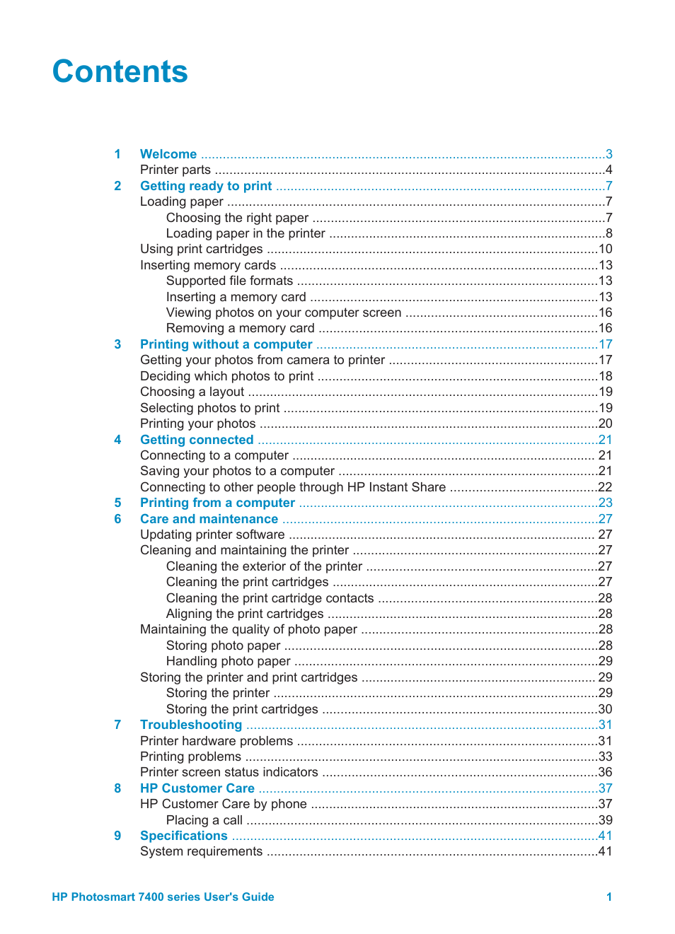 HP Photosmart 7450 Photo Printer User Manual | Page 3 / 51