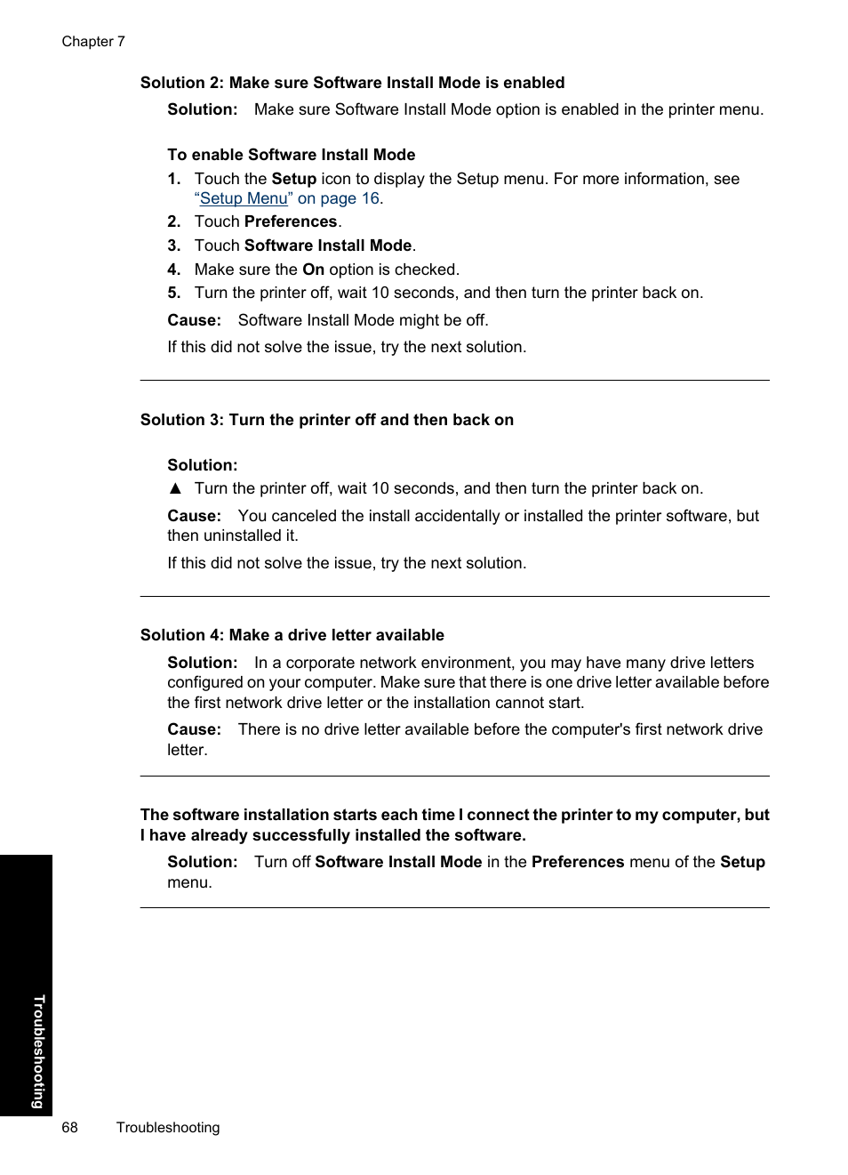 Solution 3: turn the printer off and then back on, Solution 4: make a drive letter available | HP Photosmart A637 Compact Photo Printer User Manual | Page 70 / 98