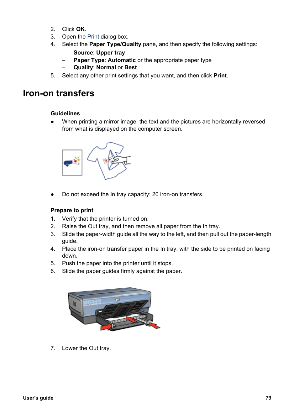 Iron-on transfers | HP Deskjet 6988dt Printer User Manual | Page 81 / 154