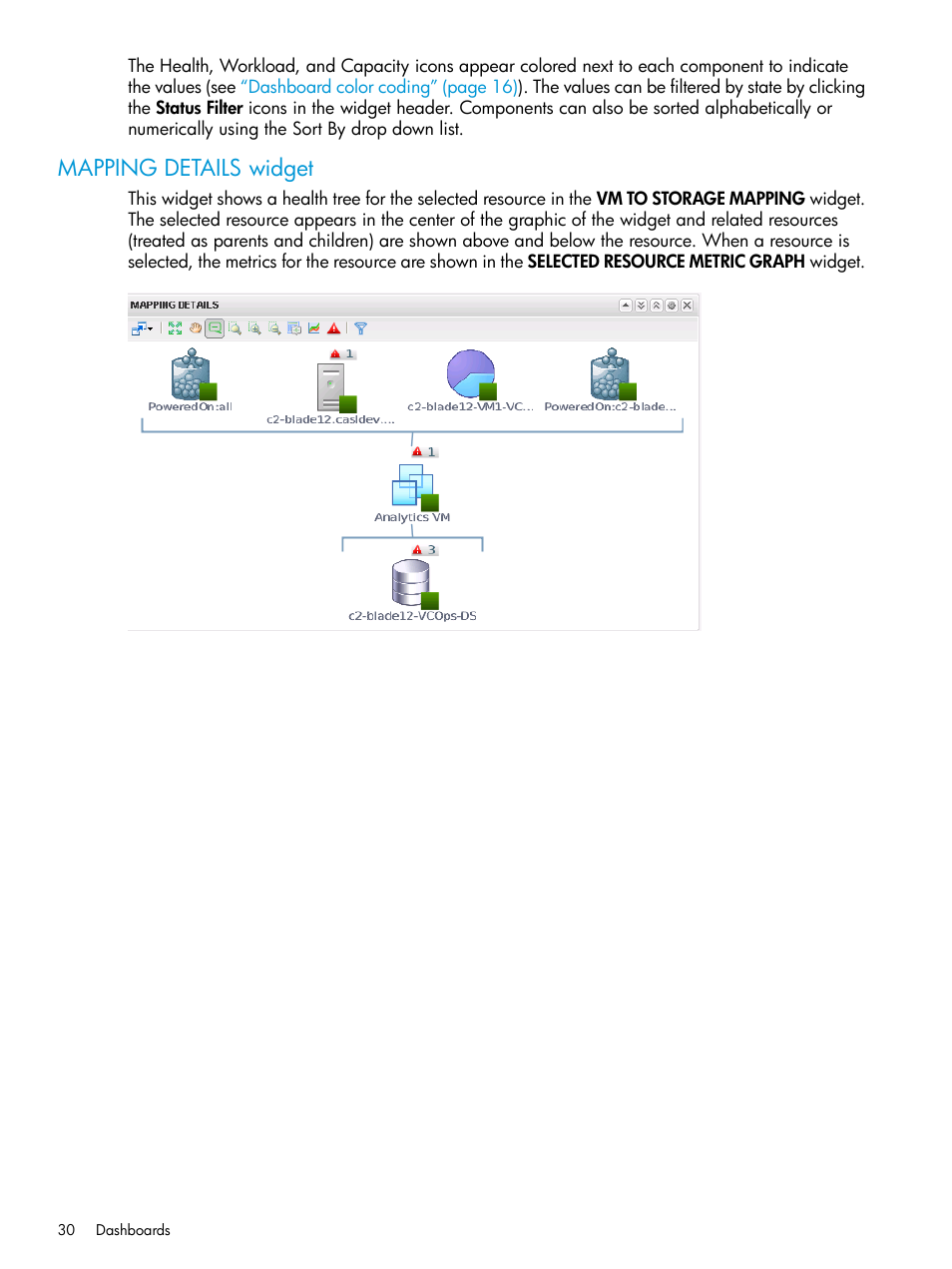Mapping details widget | HP StoreFront Analytics for VMware Software Licenses User Manual | Page 30 / 44